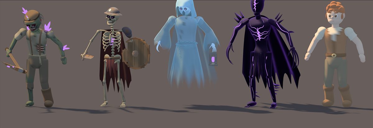 Criaturas do Abismo: zumbi, esqueleto, fantasma e sombra