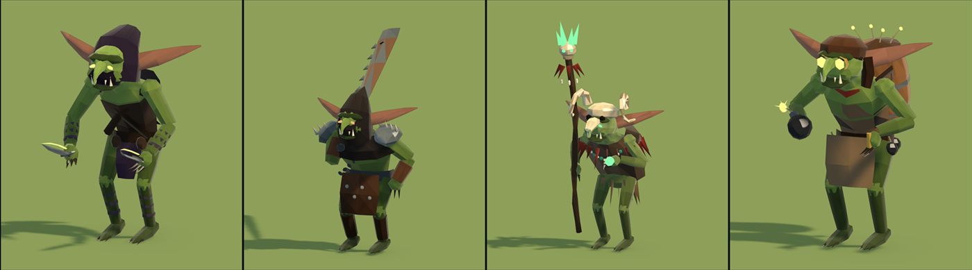 Goblins da tribo: assassino, carrasco, xamã e bombardeiro
